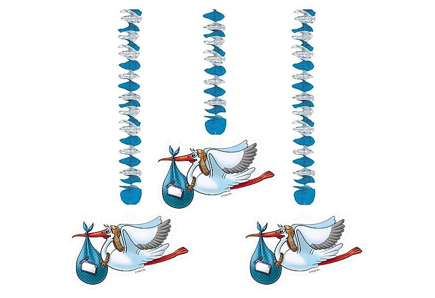 Folat Luftschlange 3 Babyparty Storch Luftschlangen Dekospiralen, Partydeko günstig online kaufen