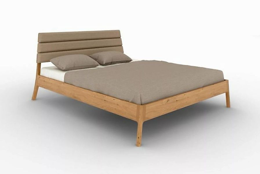 Natur24 Bett Bett Swig 2 Wildeiche 200x200 mit Polsterkopfteil Beige und Ho günstig online kaufen