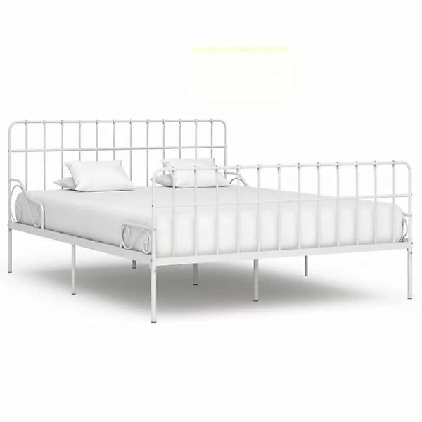 furnicato Bett Bettgestell mit Lattenrost Weiß Metall 200 × 200 cm günstig online kaufen