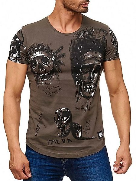 Egomaxx T-Shirt Allover Indian Biker Print Kurzarm (1-tlg) günstig online kaufen