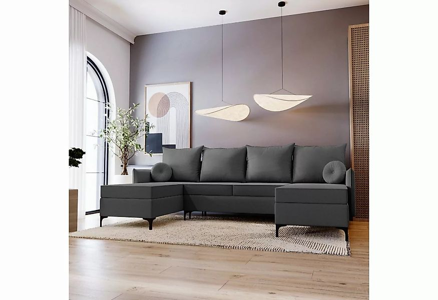 Stylefy Wohnlandschaft Savannah, U-Form, Couch, mit Bettfunktion und Bettka günstig online kaufen