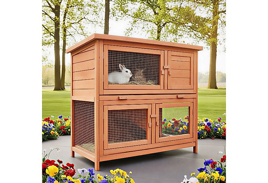 Zooprinz Kleintierstall Mukkel mit Rampe Klappdach auf 2 Etagen, 104x94x55 günstig online kaufen