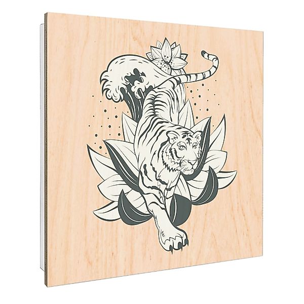 Banjado Schlüsselkasten mit Holzfront 30x30cm Weiß Scharnier Links 50 Haken günstig online kaufen