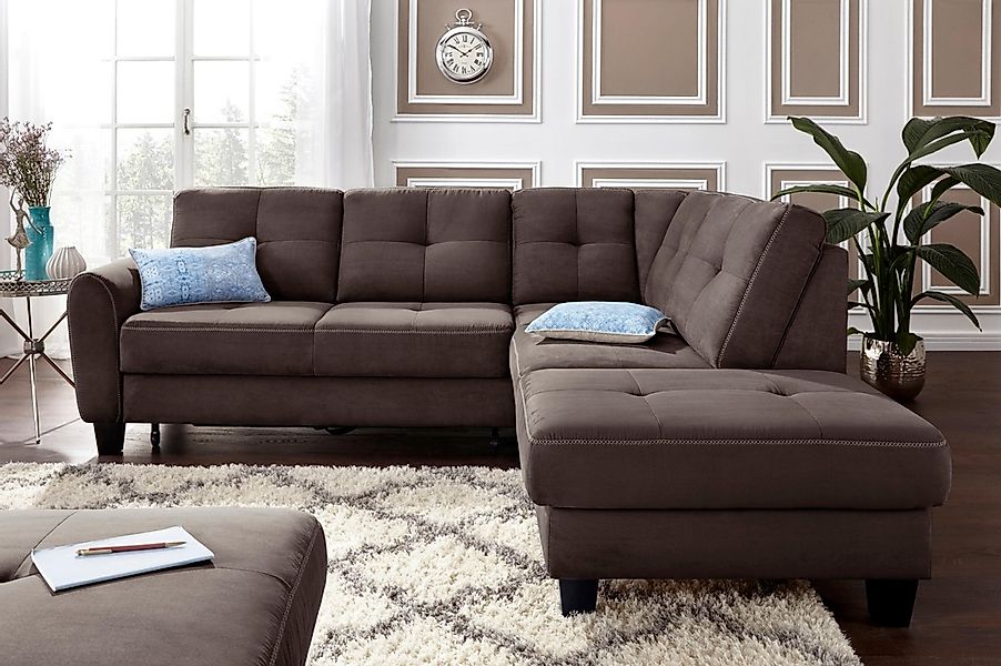 sit&more Ecksofa "Varese L-Form" mit Federkern, wahlweise mit Bettfunktion günstig online kaufen