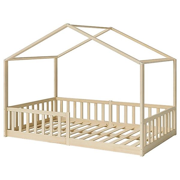 Bellabino Hausbett Bia (natur lackiert, 120x200 cm, Bodenbett mit Rolllatte günstig online kaufen
