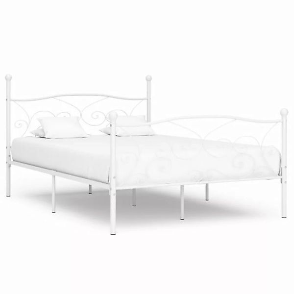 furnicato Bett Bettgestell mit Lattenrost Weiß Metall 160 × 200 cm günstig online kaufen