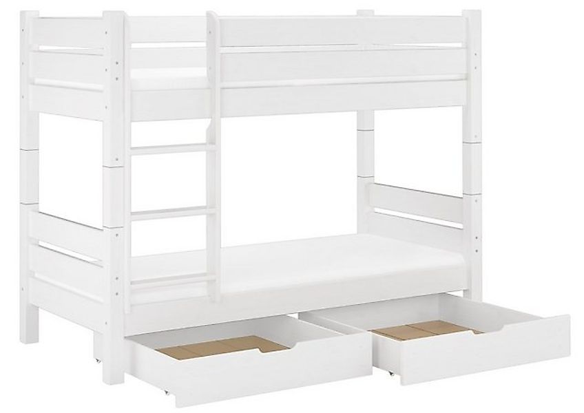 ERST-HOLZ Etagenbett Kinder-Doppelstockbett Weiß 90 x 200 Matratzen Rollros günstig online kaufen