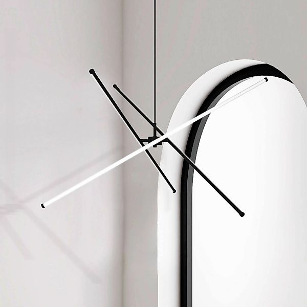 LED-Pendellampe Sandy, Länge 90 cm, schwarz, Metall günstig online kaufen