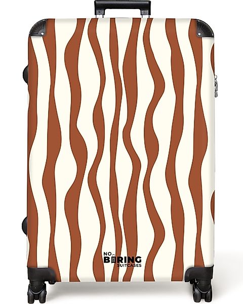 NoBoringSuitcases.com© Hartschalen-Trolley Braun mit weißen Wellenlinien günstig online kaufen