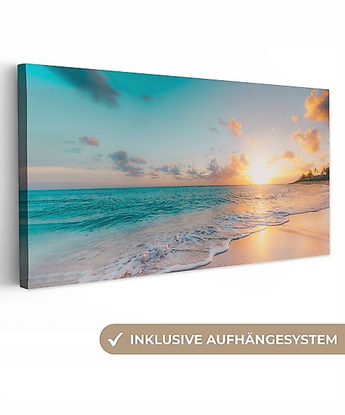 OneMillionCanvasses® Leinwandbild Panorama Sonnenuntergang - Strand günstig online kaufen