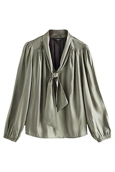 Next Langarmbluse Metallic-Bluse mit Bindeausschnitt (1-tlg) günstig online kaufen