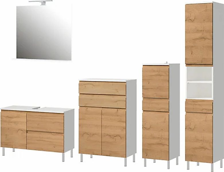 GERMANIA Badmöbel-Set "Torrance", (5 St.), Unterschrank, Spiegel, Beleuchtu günstig online kaufen