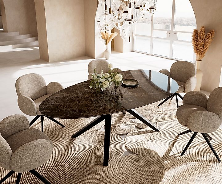 Esstisch Edge Oval 220x120 Keramik Emperador Extra Lucidato Dunkelbraun Zen günstig online kaufen