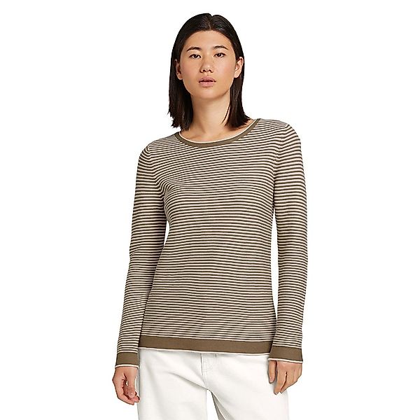 Tom Tailor Ottoman Pullover XL Offwhite Brown Ottoman Stripe günstig online kaufen
