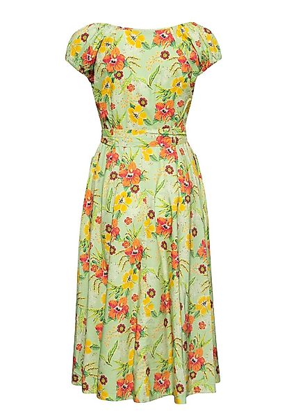 Swing-Kleid mit Hibiskus-Muster Mint günstig online kaufen