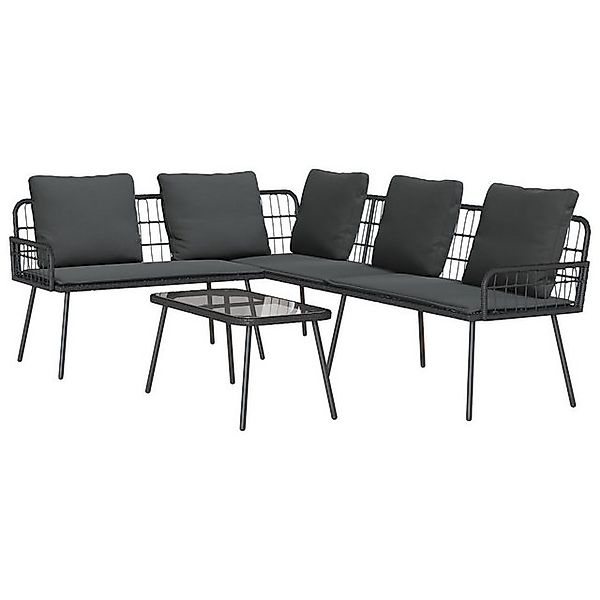 vidaXL Loungesofa 2-tlg. Garten-Sofagarnitur mit Kissen Schwarz Poly Rattan günstig online kaufen