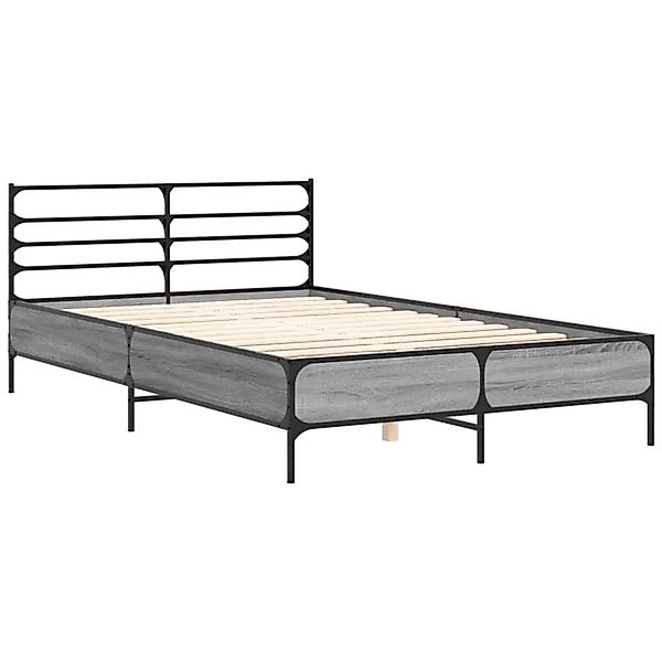 vidaXL Bettgestell Grau Sonoma 135x190 cm Holzwerkstoff und Metall 3280075 günstig online kaufen