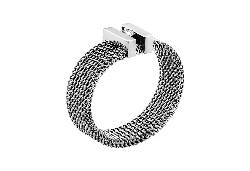 meditoys Fingerring Damen-Edelstahlring · Mesh-Ring (Schwarz/silber) mit Kr günstig online kaufen