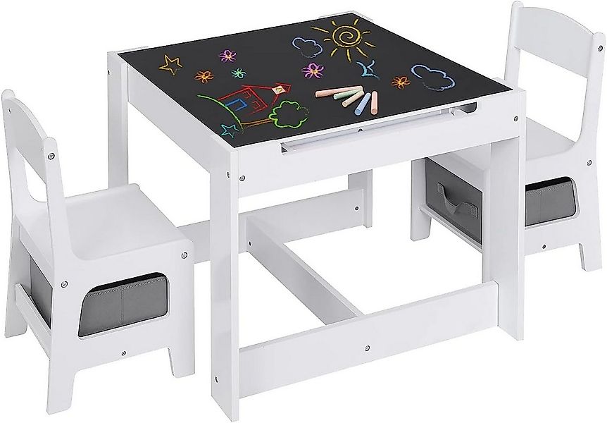 EUGAD Kindersitzgruppe, (3-tlg), mit Tafel und Papierrolle, Stauraum, Weiß günstig online kaufen