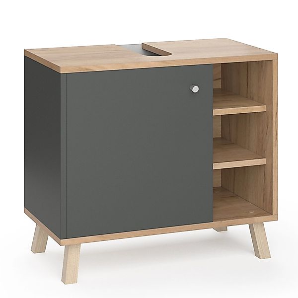 Vicco Waschbeckenunterschrank Senyo, Anthrazit/Goldkraft Eiche, 60 x 54 cm günstig online kaufen