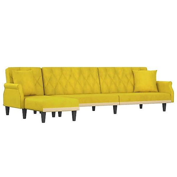 vidaXL Sofa Schlafsofa in L-Form Gelb 271x140x70 cm Samt Chaiselongue günstig online kaufen