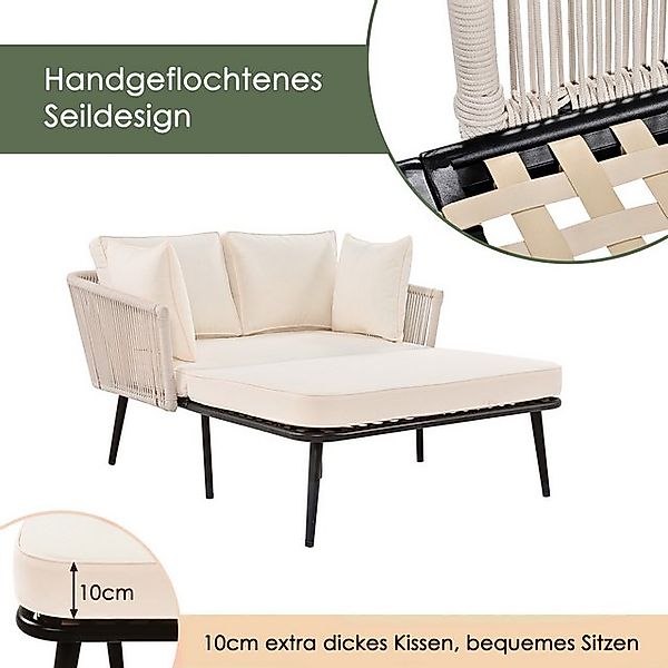 Merax Loungebett, mit Stahlrahmen und Kissen, Gartenliege, Gartenlounge, Ga günstig online kaufen