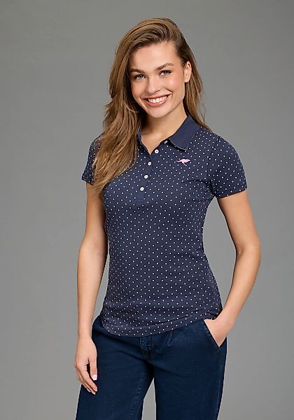 KangaROOS Poloshirt figurbetonter Schnitt, bedrucktes Punkte-Motiv, Hemdblu günstig online kaufen