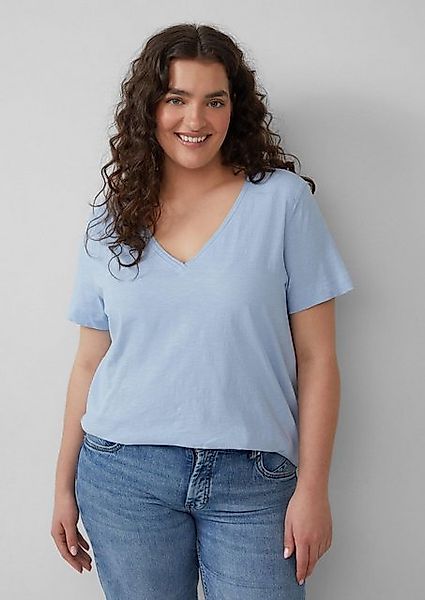 s.Oliver T-Shirt Curve Shirt mit Flammgarn-Struktur, V-Ausschnitt, kurzarm günstig online kaufen