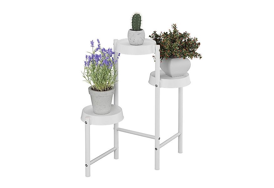 relaxdays Blumenständer Pflanzenständer Metall & Kunststoff, weiß günstig online kaufen