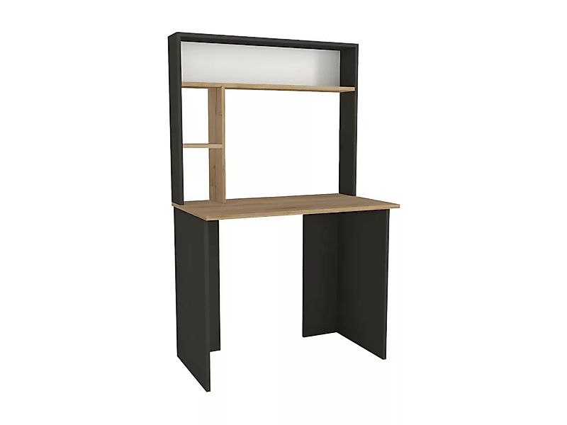 Schreibtisch mit Stauraum - Schwarz & Holzfarben - VALURI günstig online kaufen