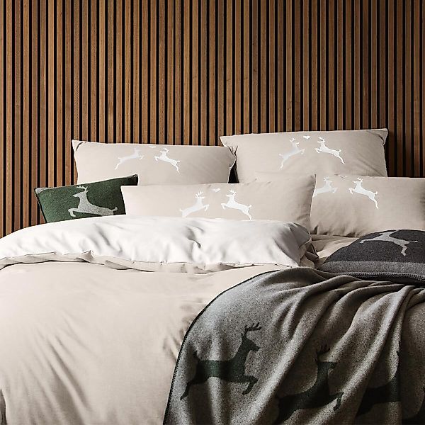 Elegante Bettwäsche Alpenchic Hirsche, Flanell, 1 günstig online kaufen