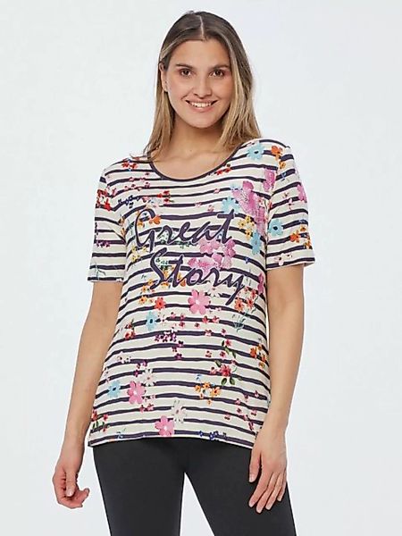 Georg Stiels T-Shirt Halbarmbluse koerpernah mit Streifen und Blumenprint günstig online kaufen
