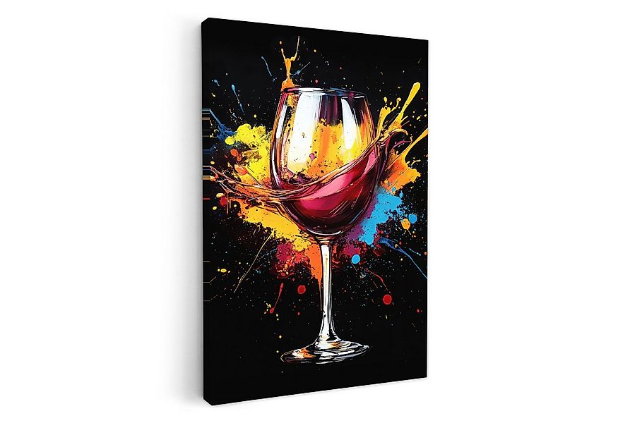 OneMillionCanvasses® Leinwandbild Wein - Glas - Graffiti - Getränk - Rot - günstig online kaufen