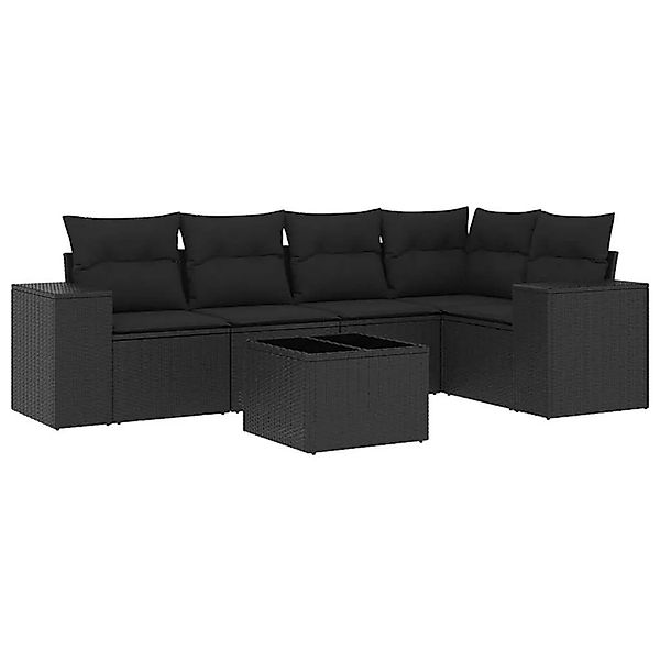 vidaXL 6-Tlg Garten-Sofagarnitur mit Kissen Schwarz Poly Rattan 3222534 günstig online kaufen