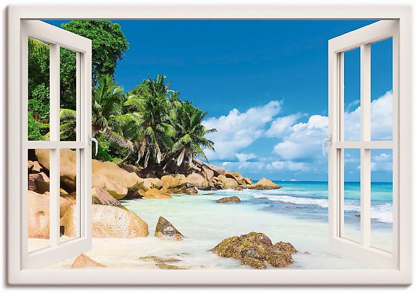 Artland Wandbild "Küste mit Palmen durchs Fenster" Karibikbilder 1 Stk. tlg günstig online kaufen