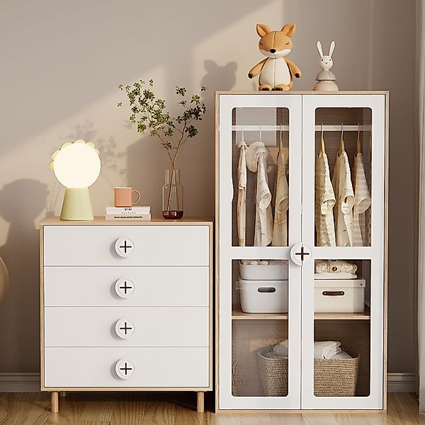 Flieks Kleiderschrank Glas-Tür-Schrank 80x50x150cm mit Kleiderstange günstig online kaufen