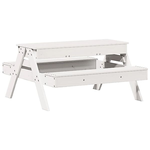 vidaXL Picknicktisch mit Sandkasten für Kinder Weiß Massivholz Kiefer 83259 günstig online kaufen