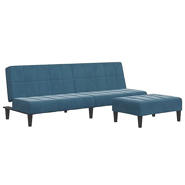 vidaXL Sofa Schlafsofa 2-Sitzer mit Fußhocker Blau Samt günstig online kaufen