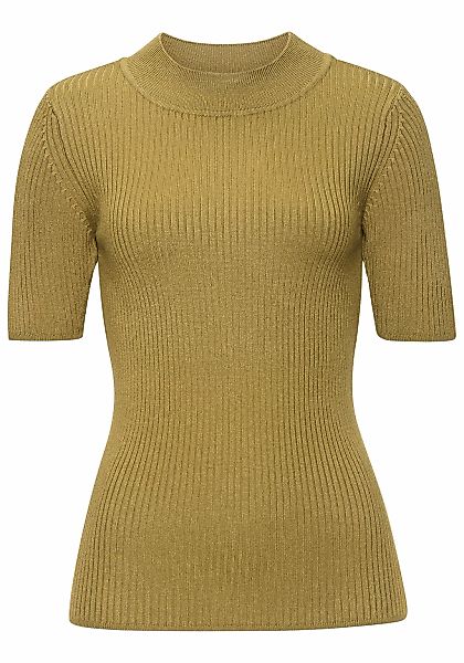 LASCANA Kurzarmpullover, mit Rippstruktur, figurbetonter Strickpullover, Ba günstig online kaufen