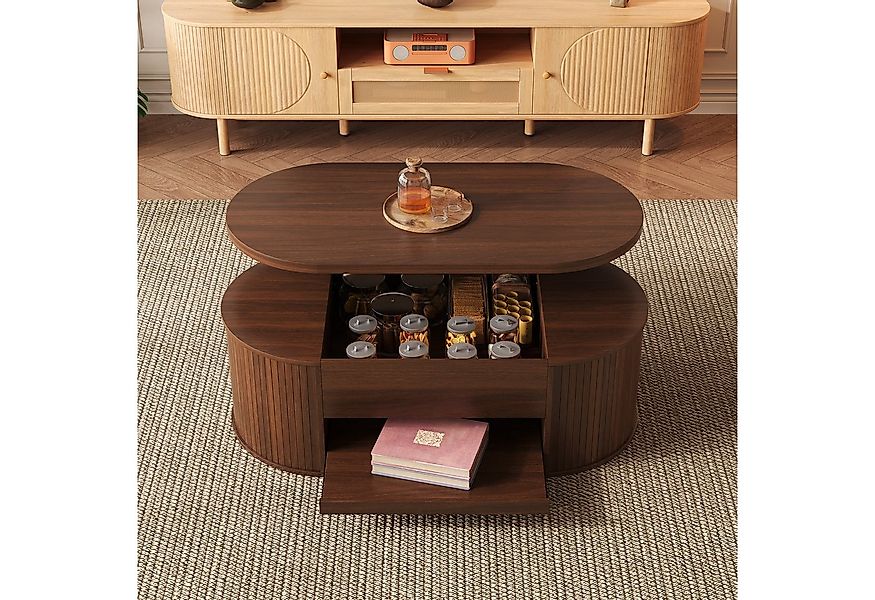 MODFU Couchtisch höhenverstellbarer Couchtisch mit Holzoptik (Beistelltisch günstig online kaufen