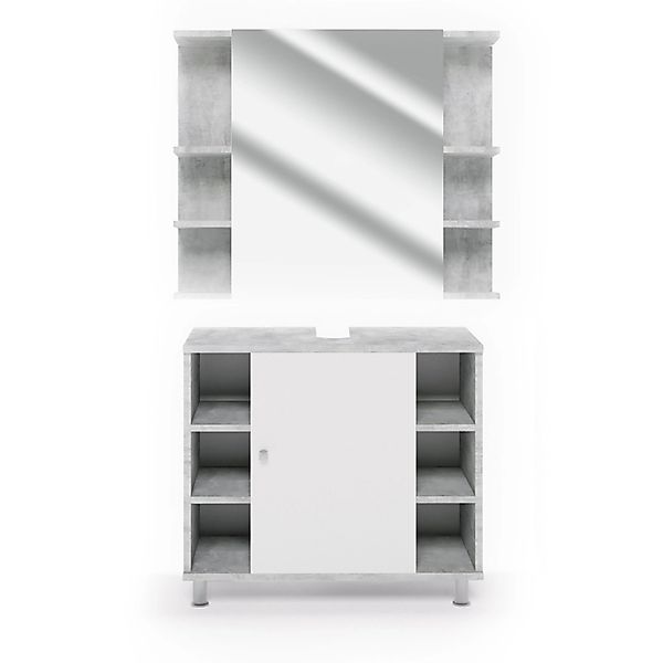 Vicco Badmöbel-Set Fynn, Beton/Weiß, 2 Teile, (2er Set, 2-St., 2er Set) günstig online kaufen