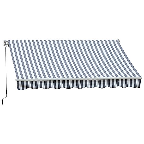 Outsunny Gelenkarmmarkise mit Handkurbel 3,5x2,5m Grau Weiß Sonnenschutz au günstig online kaufen