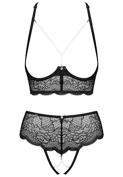 Obsessive Set: Bügel-BH 2-tlg Dessous-Set: offene Cups und Perlen BH Tanga günstig online kaufen