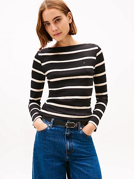 Tommy Hilfiger Langarmshirt "SLIM 5X2 RIB BOAT-NK LS mit U-Boot Ausschnitt günstig online kaufen