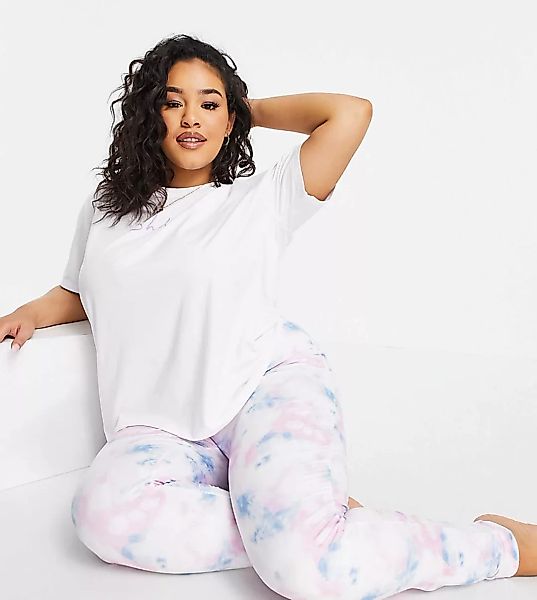 Loungeable Plus – Pyjama mit T-Shirt mit „Shhh“-Print und Leggings mit Bati günstig online kaufen
