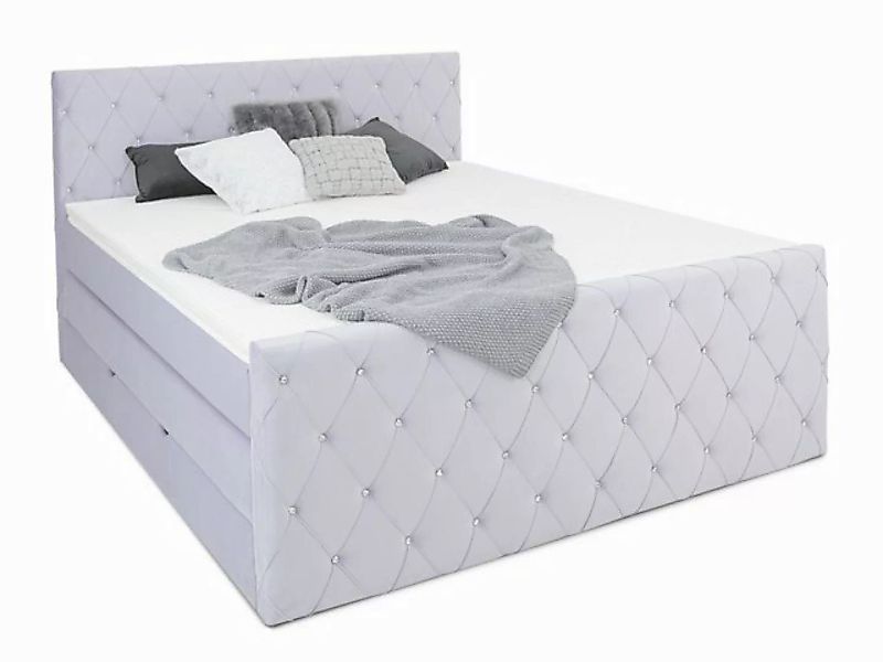 wonello Boxspringbett Dubai, Samt, mit Kristallen, Bettkasten und Premium K günstig online kaufen