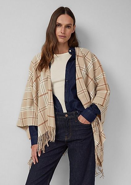 s.Oliver Poncho Indoor-Poncho Karierter Poncho mit Fransen günstig online kaufen