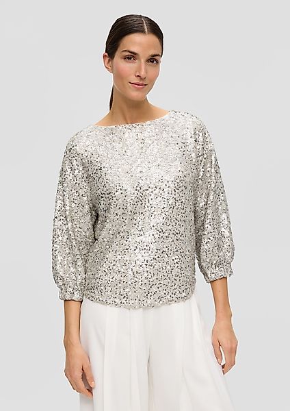 s.Oliver Kurzarmbluse Bluse Mesh-Bluse mit Pailletten-Besatz günstig online kaufen