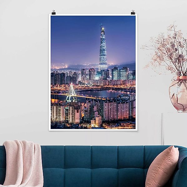 Poster Lotte World Tower bei Nacht günstig online kaufen