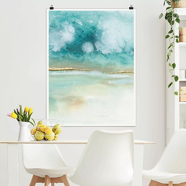 Poster Smaragd-Wolken und Gold II günstig online kaufen
